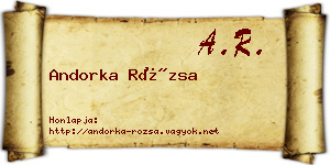 Andorka Rózsa névjegykártya